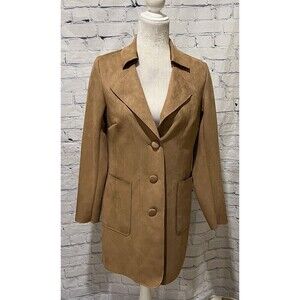 Philosophy Brown Tan Faux Leather Button Up Jacket in Cedar Size XS